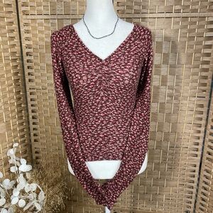 Hollister Floral V-Neck Long Sleeve Top